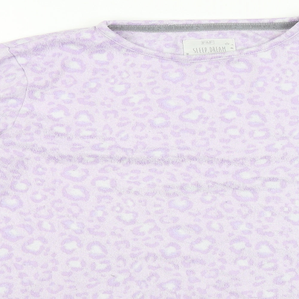 F&F Girls Purple Animal Print  Top Pyjama Top Size 12-13 Years