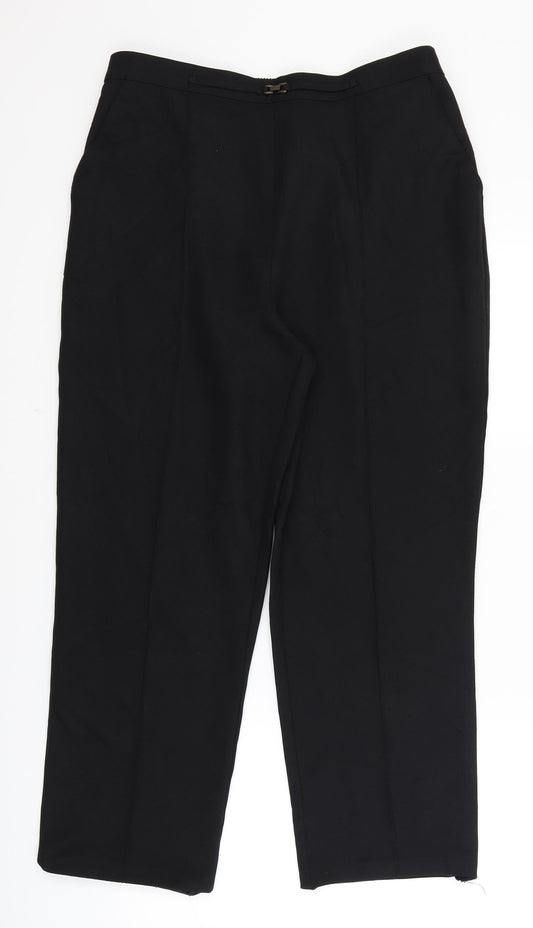 Womens UK Size 14 Papaya Regular Fit Dress Pants Black Trousers