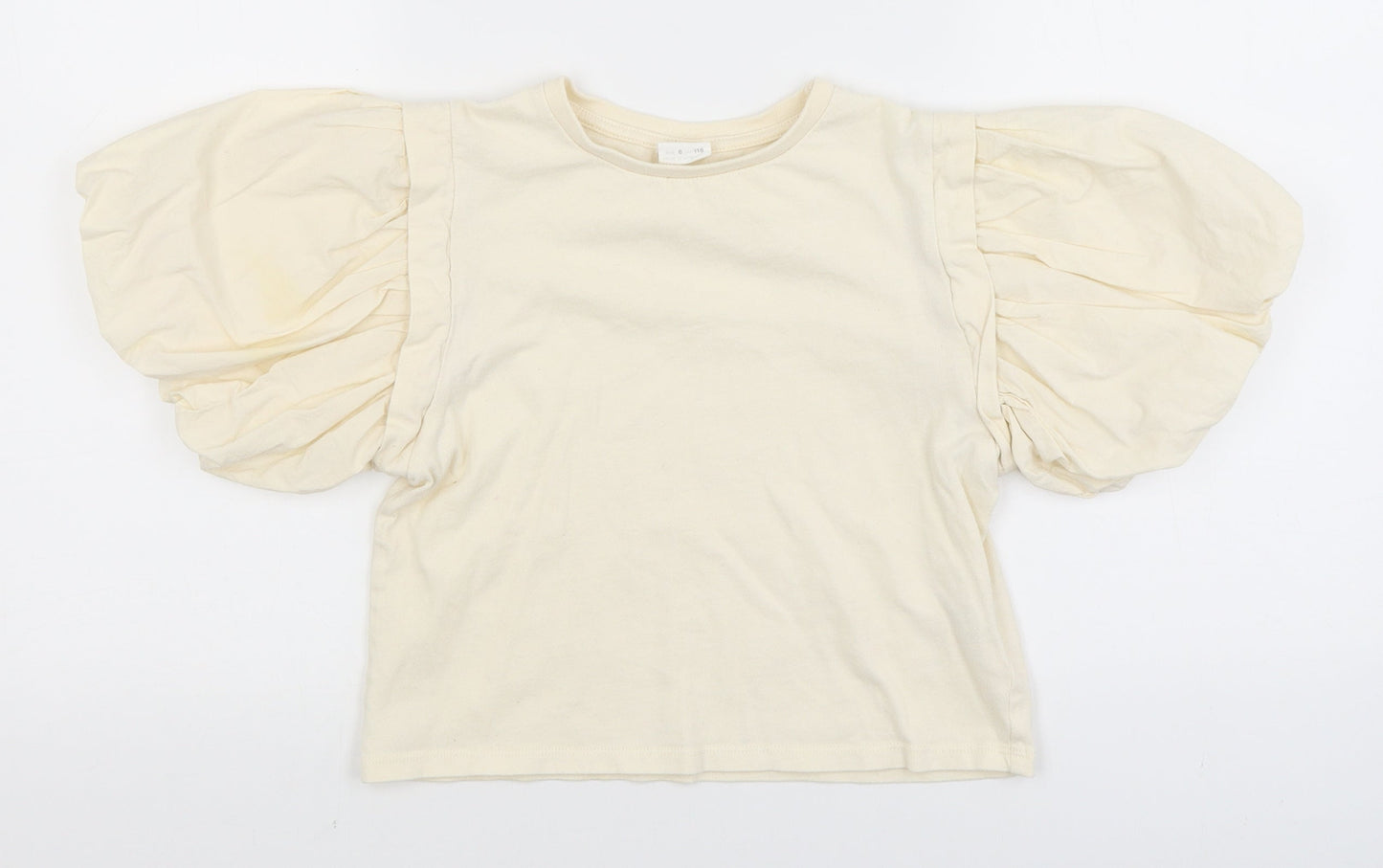 Womens UK Size 6 Zara Ivory Cropped T-Shirt
