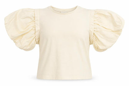 Womens UK Size 6 Zara Ivory Cropped T-Shirt