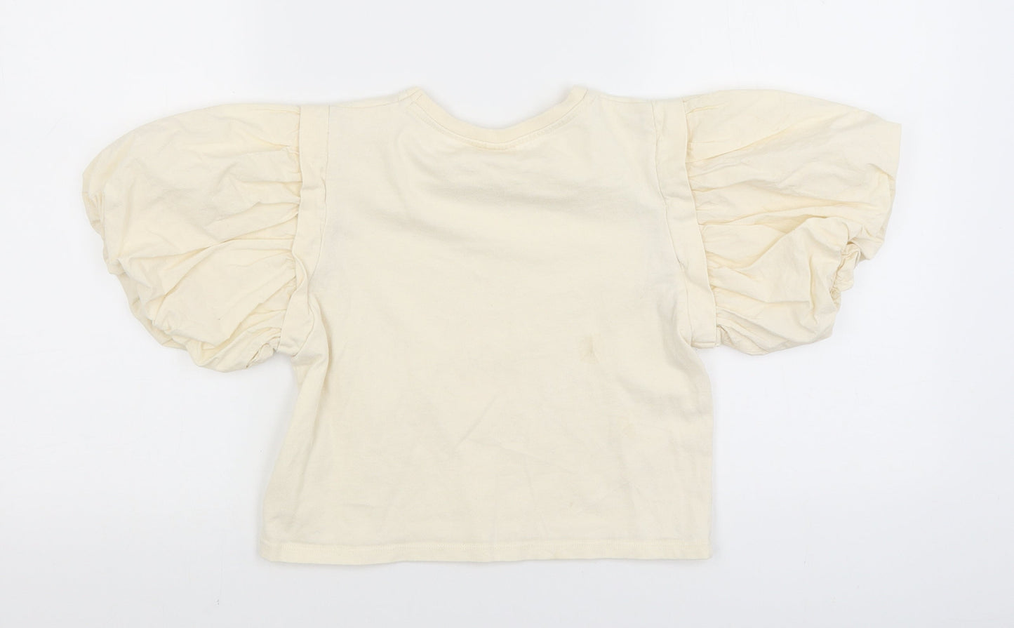 Womens UK Size 6 Zara Ivory Cropped T-Shirt