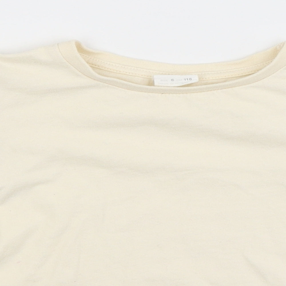 Womens UK Size 6 Zara Ivory Cropped T-Shirt
