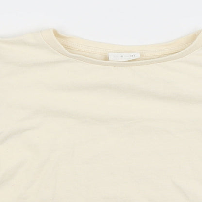 Womens UK Size 6 Zara Ivory Cropped T-Shirt