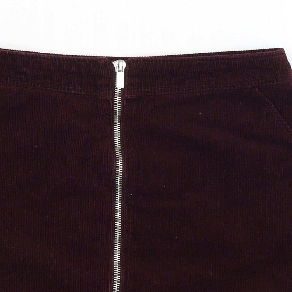 New Look Womens Red  Corduroy Mini Skirt Size 6