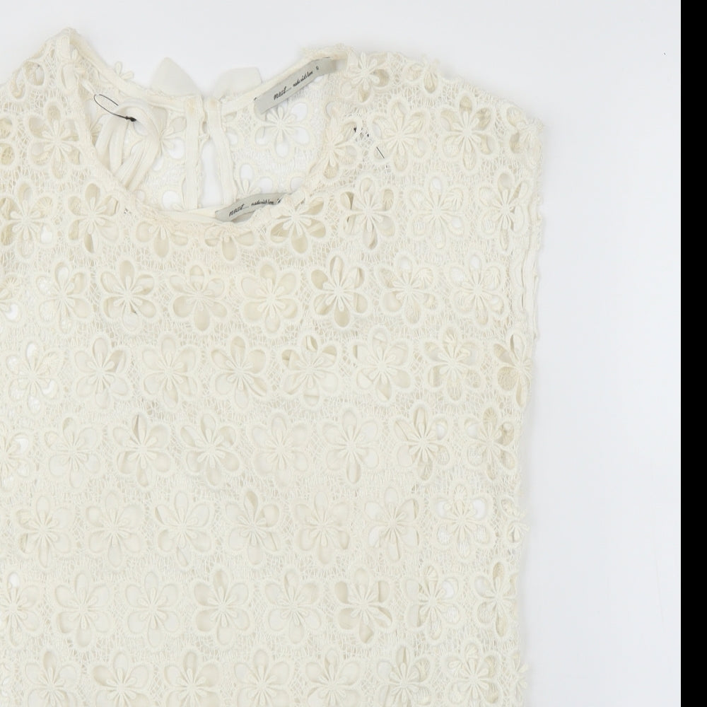 Womens UK Size 10 NEXT Ivory Basic Blouse