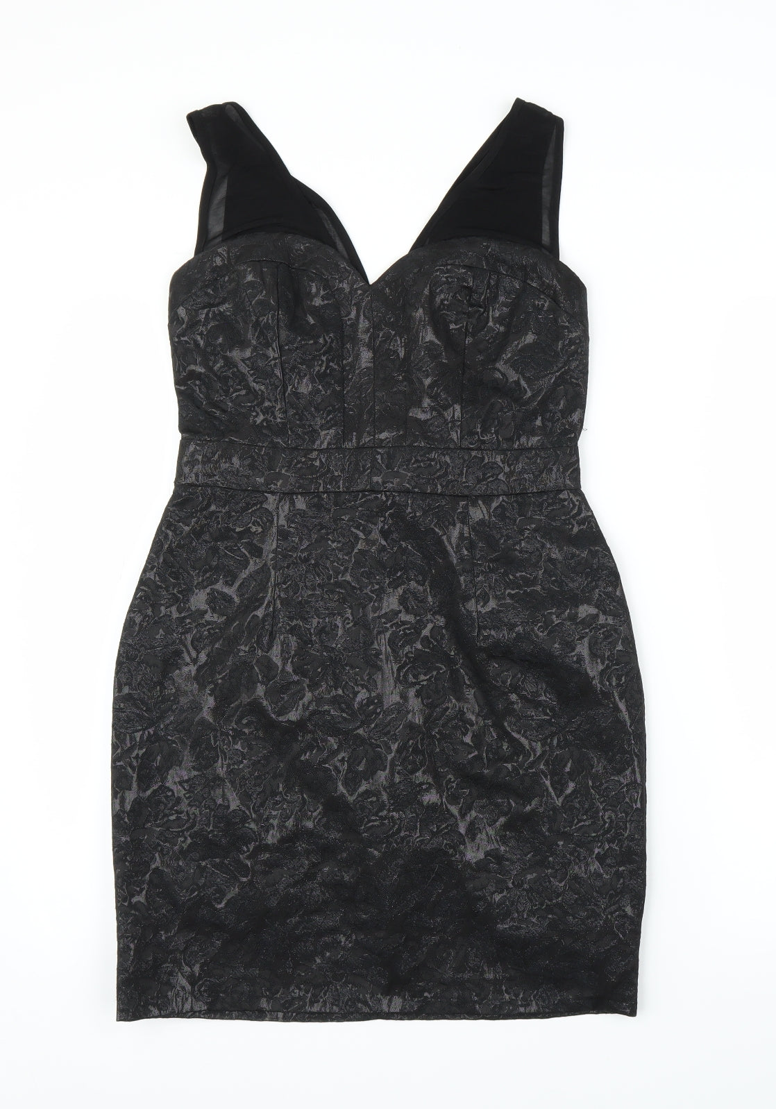 Preworn Womens Black Floral  Sheath  Size 10
