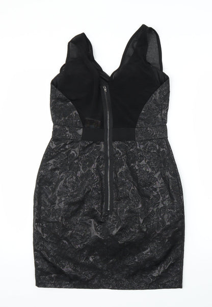 Preworn Womens Black Floral  Sheath  Size 10