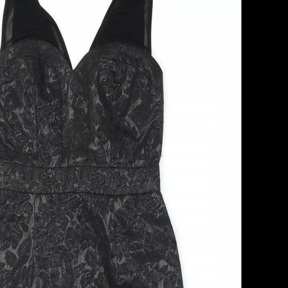 Preworn Womens Black Floral  Sheath  Size 10