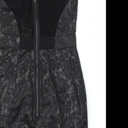 Preworn Womens Black Floral  Sheath  Size 10
