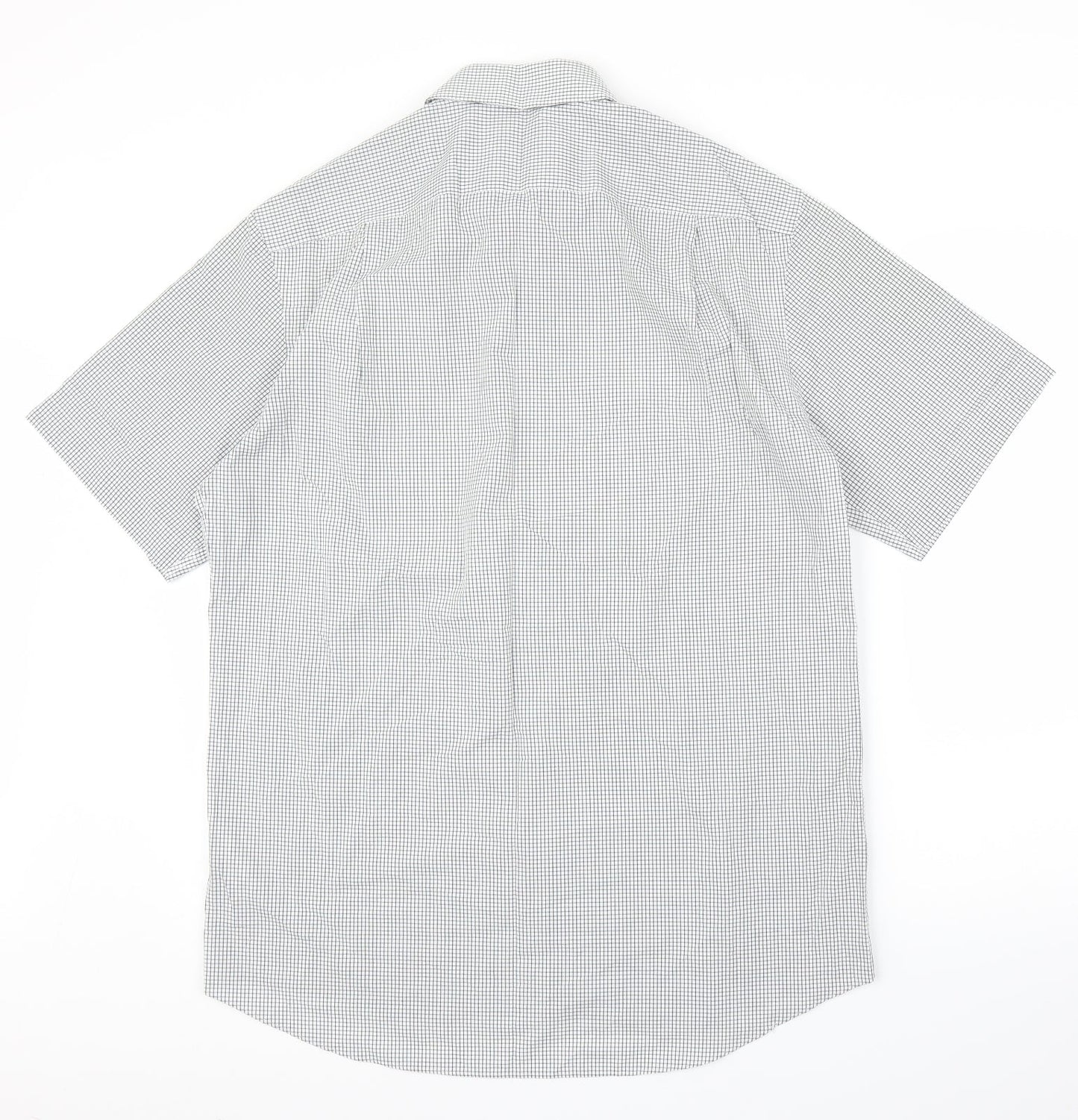 Mens UK Size 16 M&S Grey  Button-Up Short Sleeve Casual Shirt