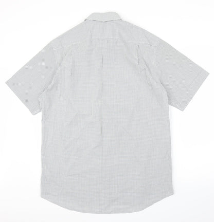 Mens UK Size 16 M&S Grey  Button-Up Short Sleeve Casual Shirt