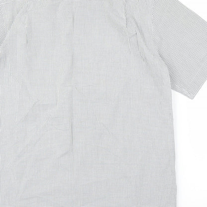 Mens UK Size 16 M&S Grey  Button-Up Short Sleeve Casual Shirt