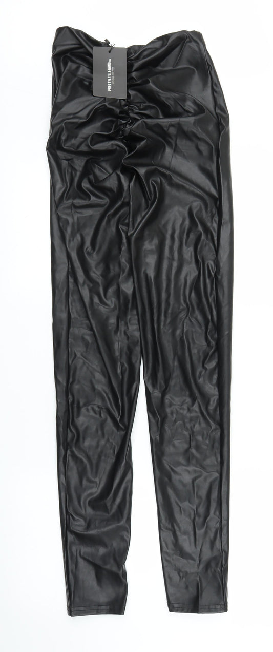 Womens UK Size 8 PRETTYLITTLETHING Regular Fit Carrot Black Trousers