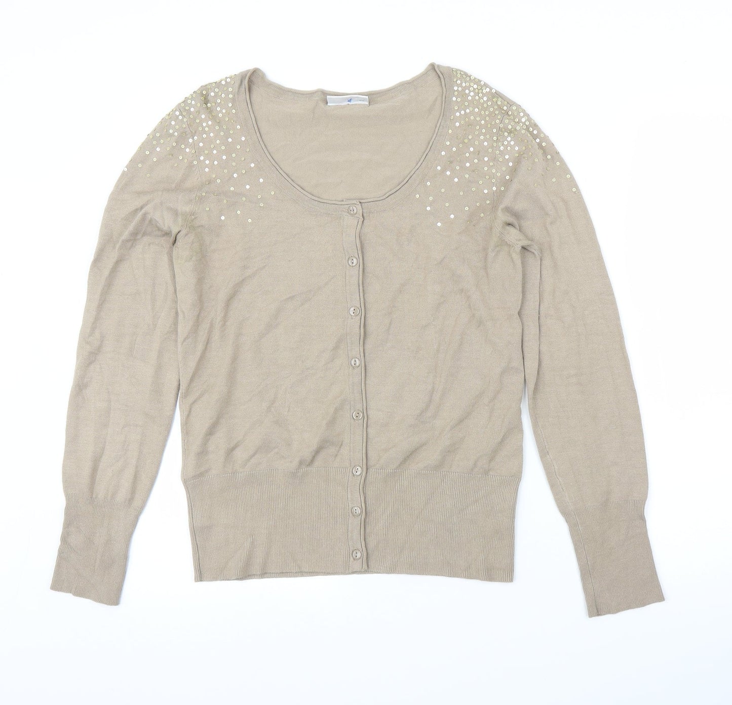 Yessica Womens Beige   Cardigan Jumper Size M