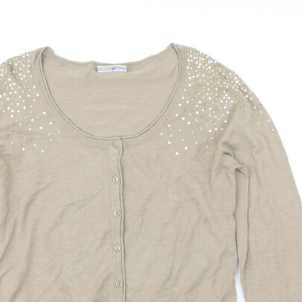 Yessica Womens Beige   Cardigan Jumper Size M
