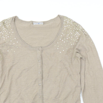 Yessica Womens Beige   Cardigan Jumper Size M