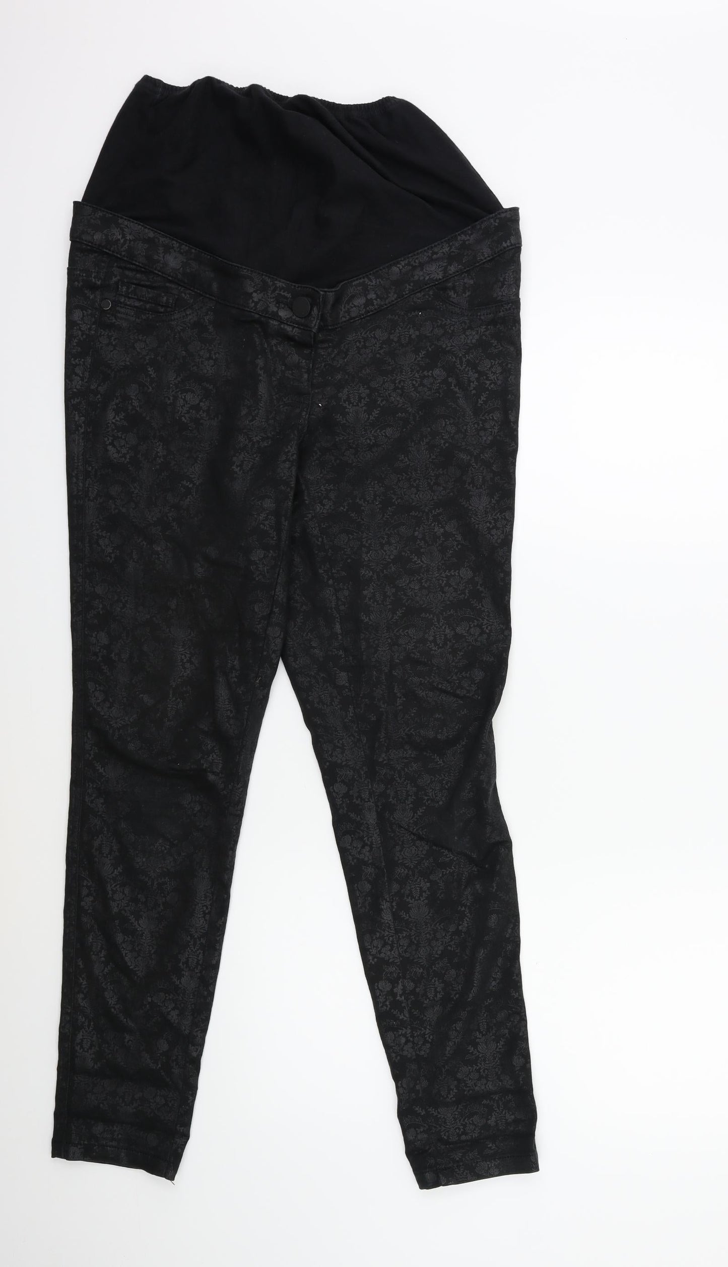 NEXT Womens Black Floral Denim Skinny Jeans Size 10 L28 in