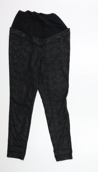 NEXT Womens Black Floral Denim Skinny Jeans Size 10 L28 in