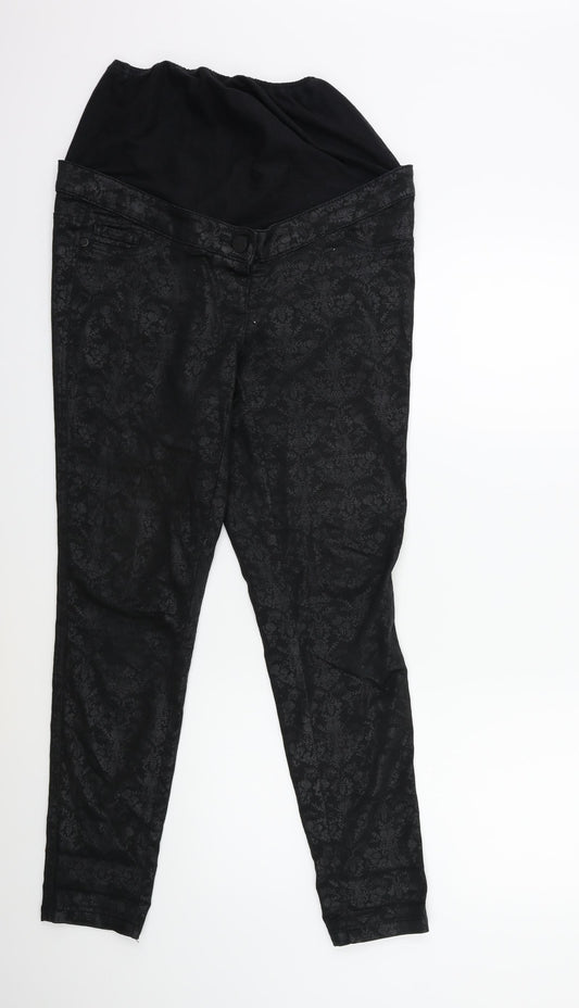 NEXT Womens Black Floral Denim Skinny Jeans Size 10 L28 in