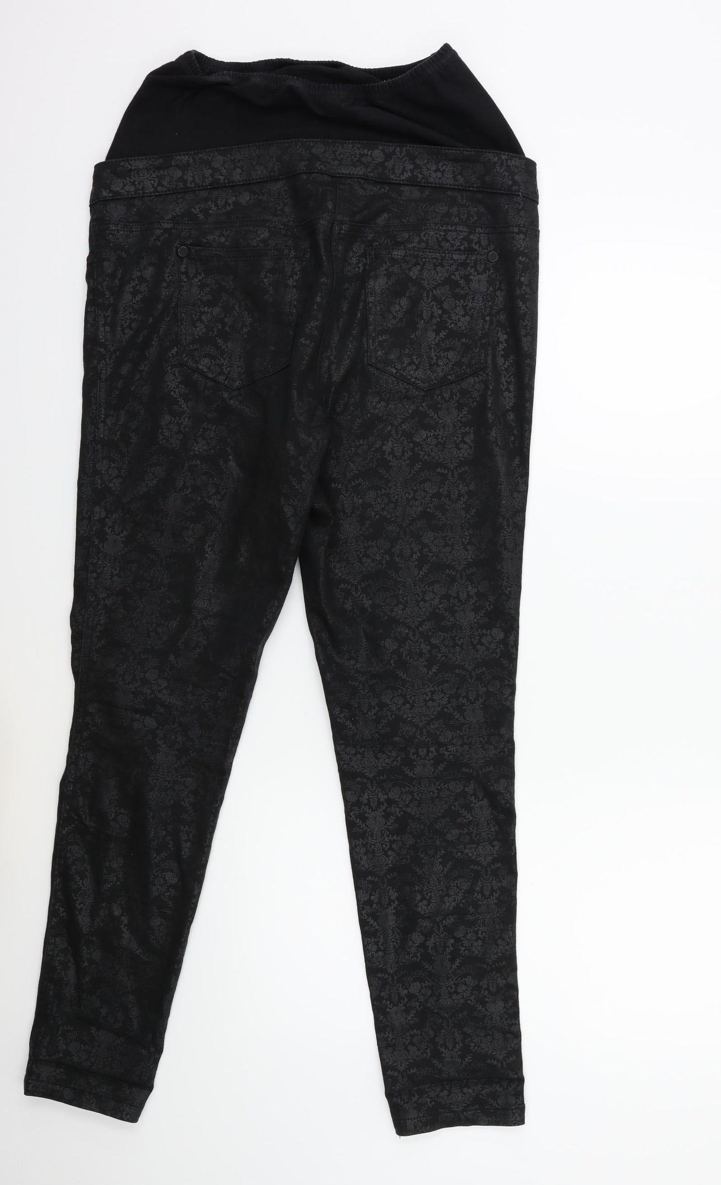 NEXT Womens Black Floral Denim Skinny Jeans Size 10 L28 in