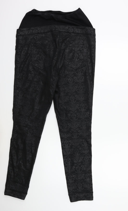 NEXT Womens Black Floral Denim Skinny Jeans Size 10 L28 in