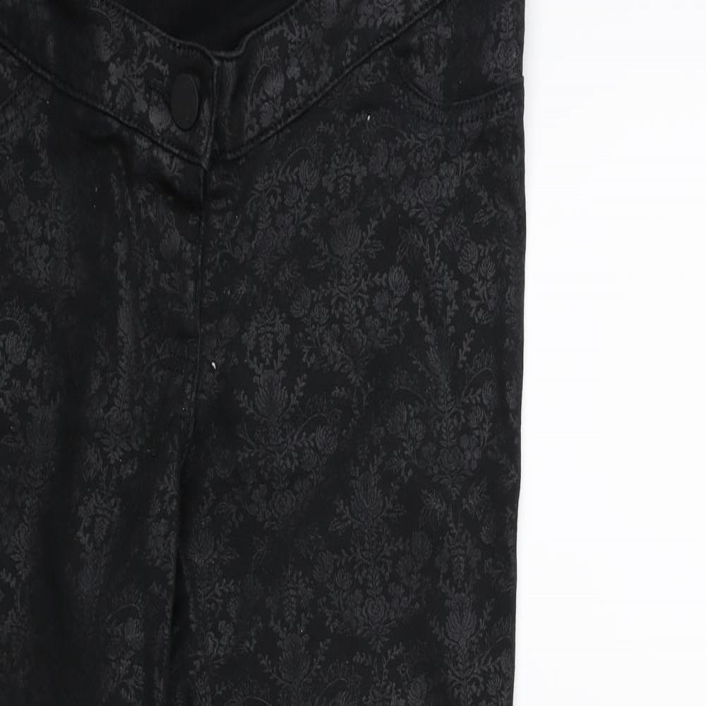 NEXT Womens Black Floral Denim Skinny Jeans Size 10 L28 in