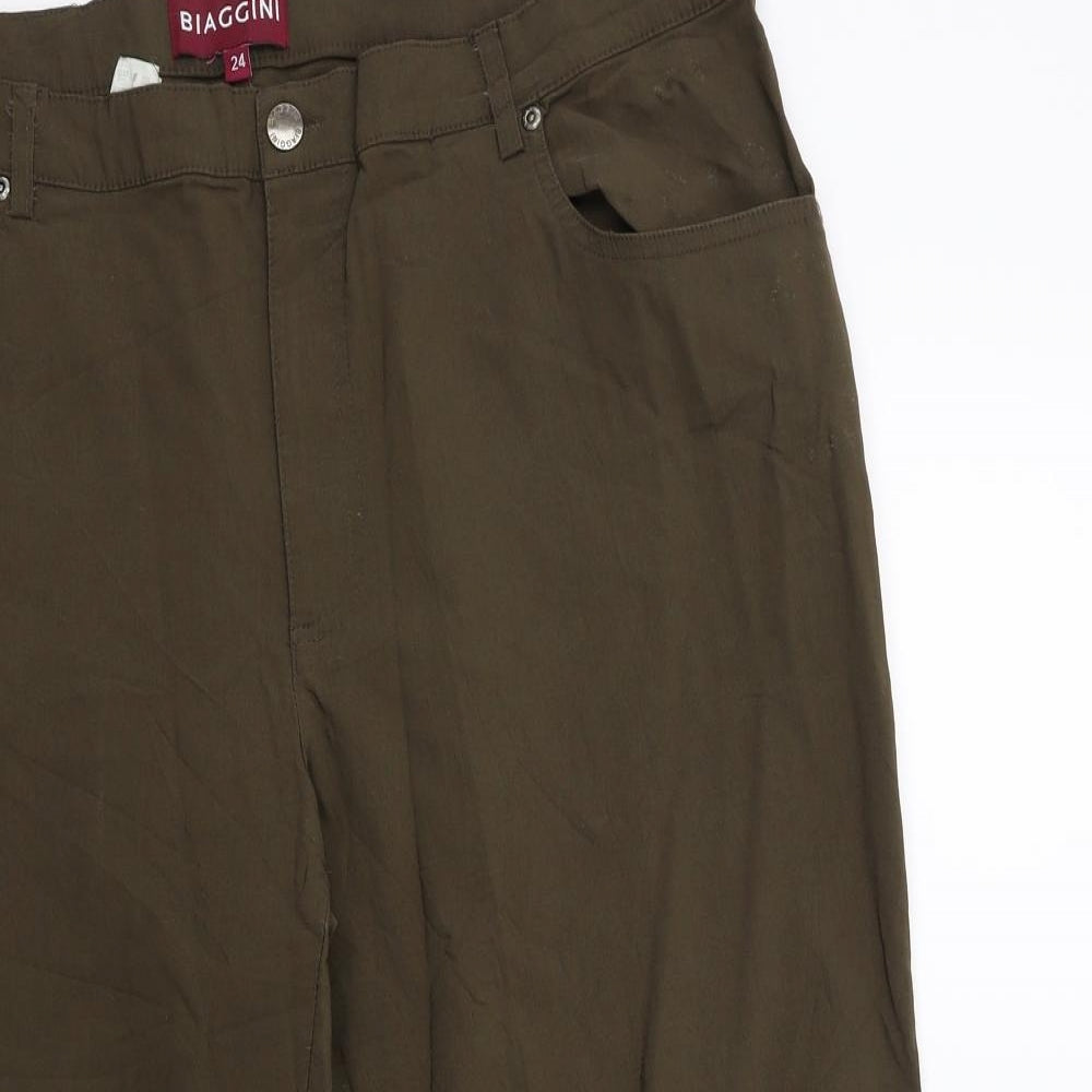 Biaggini Womens Green   Cropped Trousers Size 36 in L23 in