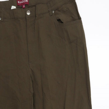 Biaggini Womens Green   Cropped Trousers Size 36 in L23 in
