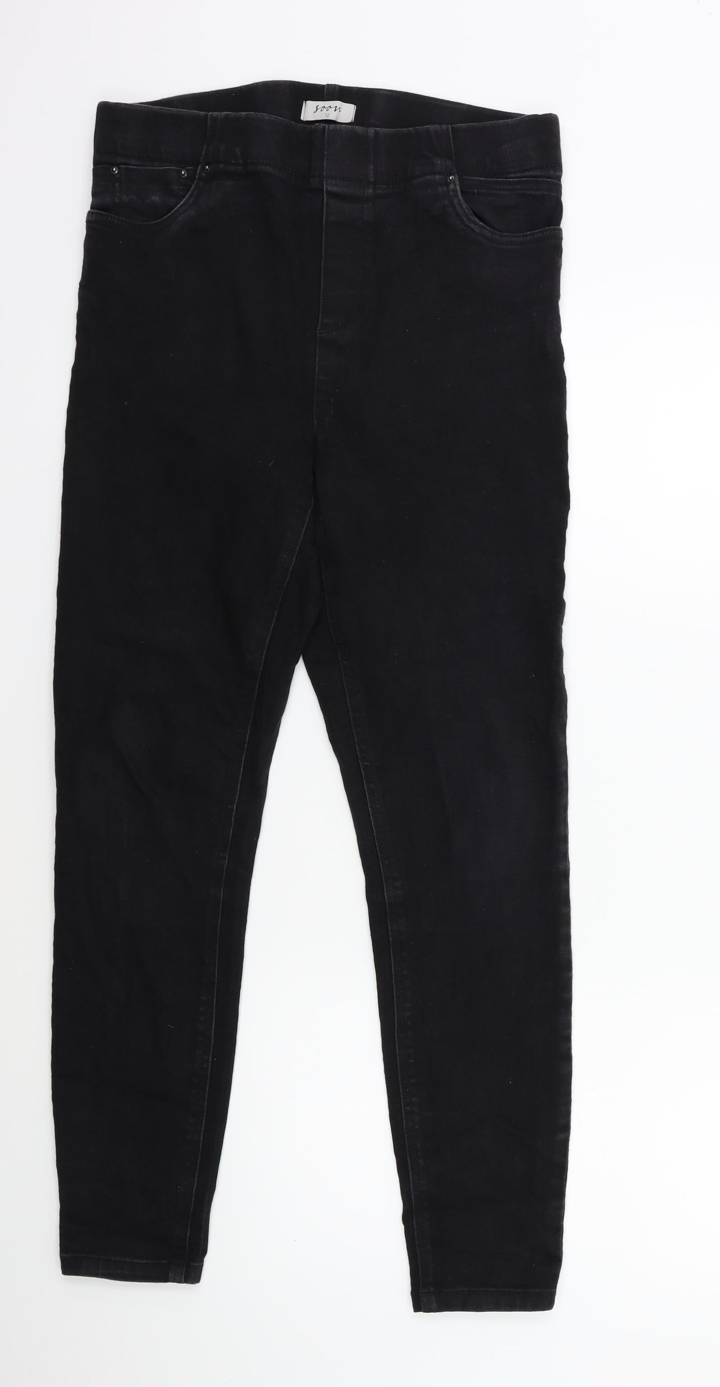 Soon Womens Black  Denim Jegging Jeans Size 12 L28 in