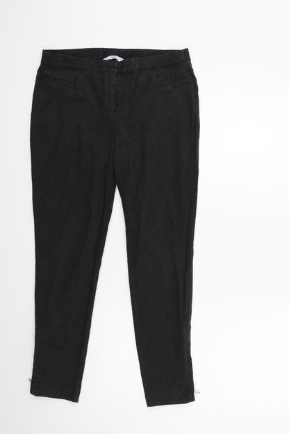 New Look Womens Black Floral  Trousers  Size 12 L27 in