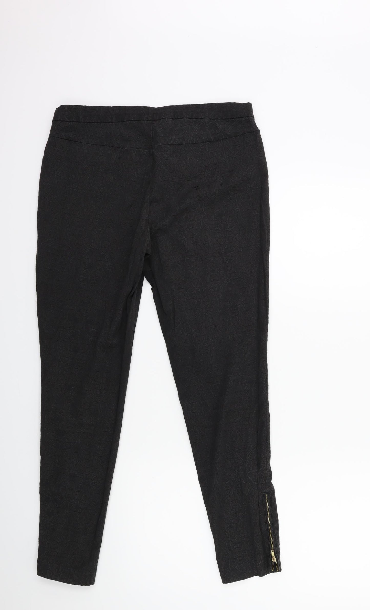 New Look Womens Black Floral  Trousers  Size 12 L27 in