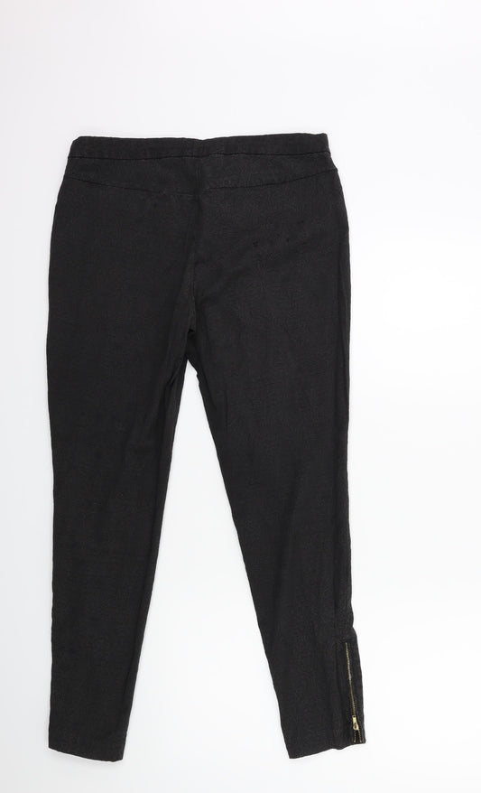 New Look Womens Black Floral  Trousers  Size 12 L27 in
