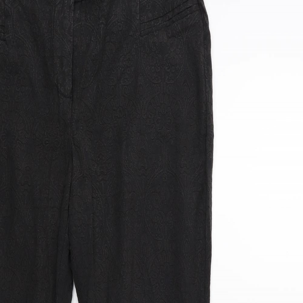 New Look Womens Black Floral  Trousers  Size 12 L27 in