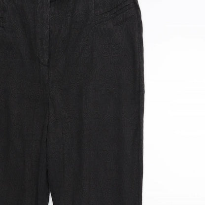 New Look Womens Black Floral  Trousers  Size 12 L27 in