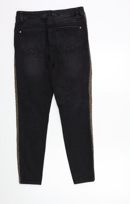 Womens UK Size 12 Papaya Regular Fit Skinny Black Jeans