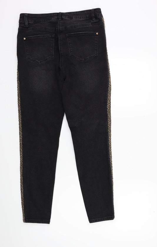 Womens UK Size 12 Papaya Regular Fit Skinny Black Jeans