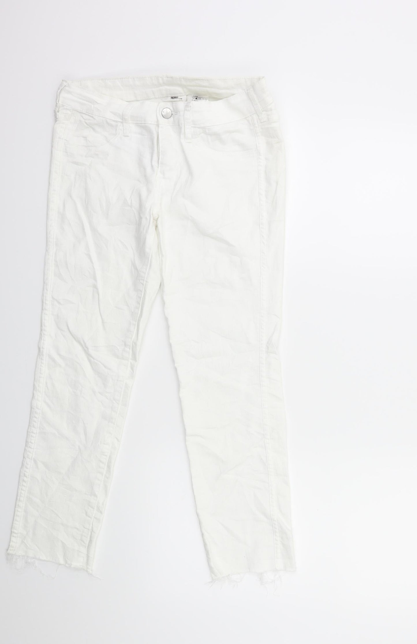 Womens UK Size 29 in H&M Regular Fit Cropped White Jeans