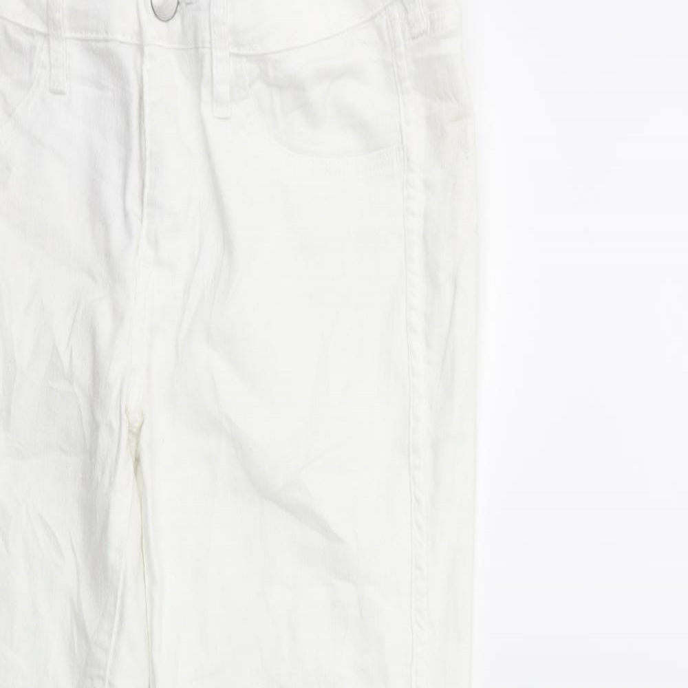Womens UK Size 29 in H&M Regular Fit Cropped White Jeans