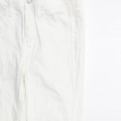 Womens UK Size 29 in H&M Regular Fit Cropped White Jeans