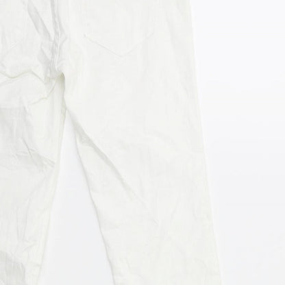 Womens UK Size 29 in H&M Regular Fit Cropped White Jeans