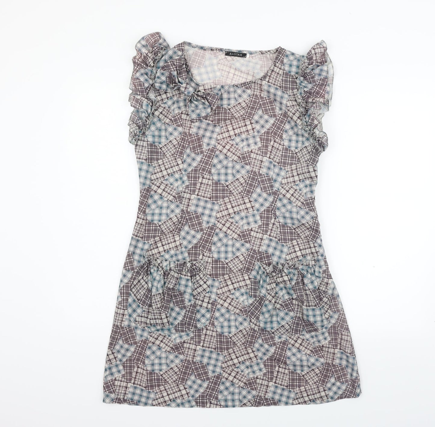 a star Womens Grey Check  Fit & Flare  Size M