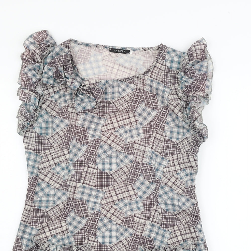 a star Womens Grey Check  Fit & Flare  Size M