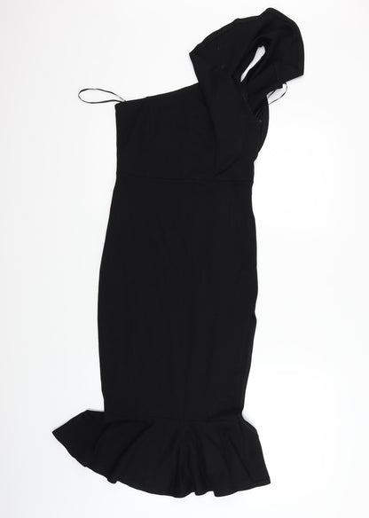 Preworn Womens Black   Fit & Flare  Size M  - One shoulder