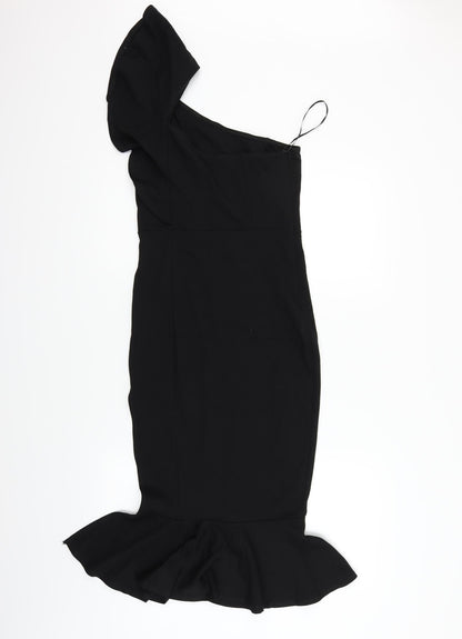 Preworn Womens Black   Fit & Flare  Size M  - One shoulder