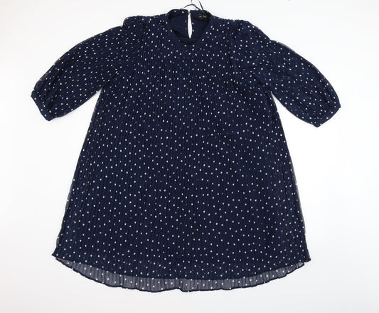 F&F Womens Blue Houndstooth  Fit & Flare  Size 14