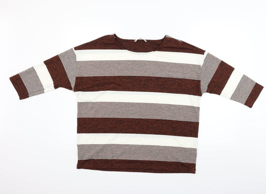 TU Womens Beige Striped  Pullover Jumper Size 16