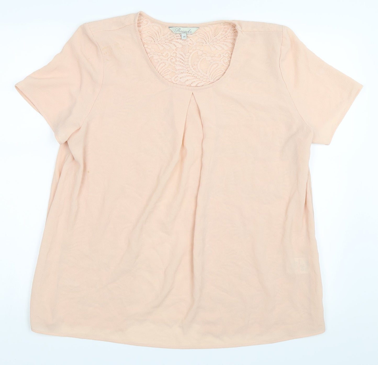 Womens UK Size 14 Peacocks Beige Basic Blouse