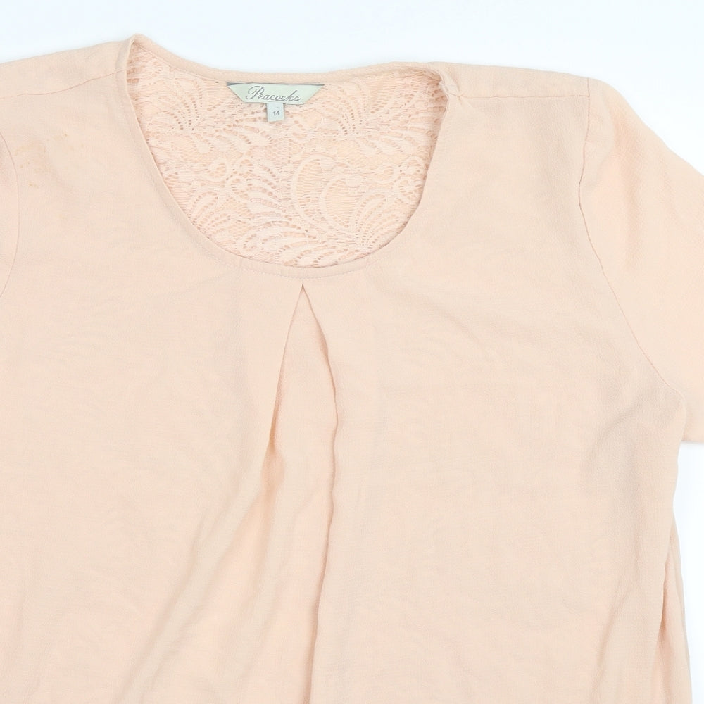 Womens UK Size 14 Peacocks Beige Basic Blouse