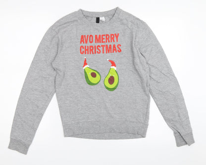 H&M Womens Grey   Pullover Sweatshirt Size XS  - christmas