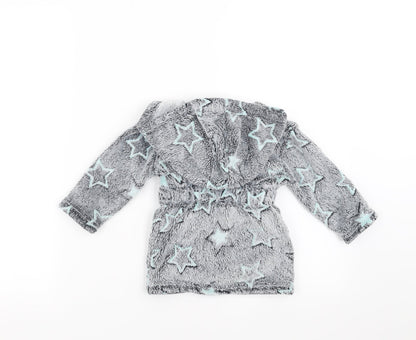 Matalan Baby Grey Geometric Fleece  Robe Size 9-12 Months  - Star pattern